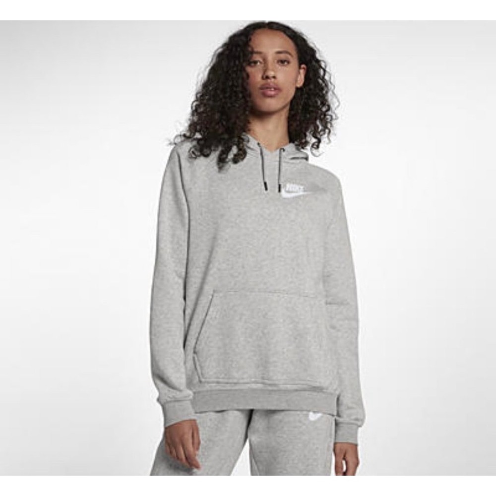 Nike Sportswear Essential Hoodie Women Medium Gray Fleece Pullover DR6173-063
